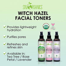 Load image into Gallery viewer, Organic Rosewater Witch Hazel Toner I 8 oz I Soothing Rose Toner, Witch Hazel Face Mist with Rosewater, For Dry and Sensitive Skin, Cruelty-Free and Vegan Facial Toner (Rosewater)