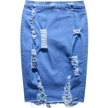 Load image into Gallery viewer, vanberfia Women's Casual Distressed Ripped Denim Short Skirt (JS20196011, XL)
