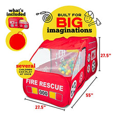 Load image into Gallery viewer, Fire Truck Tent with Sound Button for Kids Toddlers Boys & Girls - Red Fire Engine Pop Up Pretend Playhouse Indoors & Outdoors - Quick Set Up Weather Proof Fabric Foldable & Spacious β Great Gift Idea