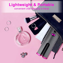 Load image into Gallery viewer, Fezax Cordless Auto Hair Curler, Automatic Curling Iron with LCD Display Adjustable Temperature & Timer, Portable Rechargeable Rotating Ceramic Barrel Curling Wand Fast Heating for Hair Styling