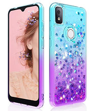 Load image into Gallery viewer, Dzxouui for T-Mobile Revvl 4 Case,TCL Revvl 4 Case (Not Fit 4 Plus) Girls Women TPU Clear Cover Moving Quicksand Glitter Protective Cute Phone Cases for T-Mobile Revvl 4(Teal/Purple)