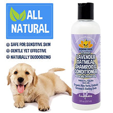 Load image into Gallery viewer, Organic Lavender Oatmeal Dog Shampoo and Conditioner | Hypoallergenic Conditioning Deodorizing Formula for Dogs Cats & Pets | Treatment Wash Soothes Dry Itchy Skin | Aloe for Allergy Relief 8oz