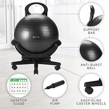 Load image into Gallery viewer, Gaiam Ultimate Balance Ball Chair - Premium Exercise Stability Yoga Ball Ergonomic Chair for Home and Office Desk with Reinforced Base, Air Pump, Exercise Guide and Satisfaction Guarantee