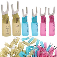 Load image into Gallery viewer, Ruikarhop 150pcs Nylon Insulated Heat Shrink Butt Fork Wire Electrical Crimp Fork Terminal Connector (12-10AWG,14-16AWG,18-22AWG)