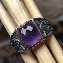 Load image into Gallery viewer, Genuine 2ct Purple Amethyst 925 Solid Sterling Silver Men's Ring Size 8, 9