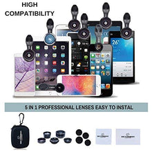 Load image into Gallery viewer, SHUTTERMOON UPGRADED Phone Camera Lens Kit for iPhone 11/Xs/R/X/8/7/6s/Smartphones/Pixel/Samsung/Android Phones Camera. 2xTele Lens Zoom Lens+Fisheye Lens+Super Wide Angle Lens&Macro Lens+CPL (5 in 1)