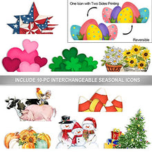 Load image into Gallery viewer, Winder Truck Welcome Sign & Home Sign, 2-Side Red Truck Christmas Decor Signs with 10 Pcs Icons for Front Door, Holiday, Fall, Christmas, Harvest, Easter, Halloween, Seasonal and Interchangeable Wall Hanging & Freestanding Tabletop Decor for Your Home