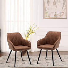 Load image into Gallery viewer, ANNJOE Faux Leather Accent Chair Arm Chairs Living Room Chairs Leisures Chair Upholstered Chair with Metal Legs Set of 2 for Home Kitchen Office Bistro Cafe, Brown
