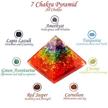 Load image into Gallery viewer, Orgone Pyramid | 7 Chakra Orgonite Pyramid for Meditation & Anti-Stress | Seven Chakra Pyramid Large, Healing Crystal Gemstone Pyramid | Orgone Pyramid Crystal - Handmade In India