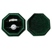 Load image into Gallery viewer, Beatilog Velvet Ring Bearer Box - Octagon Double Proposal Ring Display/Vintage Handmade Wedding Ring Holder/Jewelry Storage Gift Case for Engagement, Birthday, Christmas, Photography (Green)
