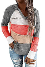 Load image into Gallery viewer, Women's Winter Lightweight Hoodid Color Block Warm Pullover Sweatshirts Fashion Knitted Tops Ladies Clothes