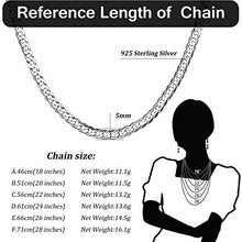 Load image into Gallery viewer, Women Mens Necklace Cuban Link Chain 5mm, Solid 925 Sterling Silver Cuban Link Curb Chain Necklace Boys Hip Hop Hiphop Rock Jewellery, 20 Inches