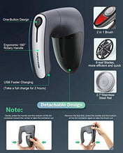 Load image into Gallery viewer, POPCHOSE Fabric Shaver, Rechargeable Lint Remover with 6-Blades and Electrostatic Brush, Effectively and Quickly Remove Fuzz for Clothes, Sweater, Couch, Blanket, Curtain, Wool, Cashmere