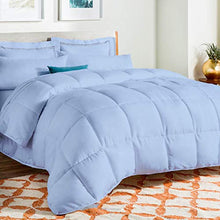 Load image into Gallery viewer, Lannomo All-Season – Luxury Egyptian Cotton Full 88x88 Size Down Alternative Quilted Comforter Set (1 Comforter + 2 Pillow Cover Sham), 500 GSM Microfiber Fill - Machine Washable, Light Blue Solid