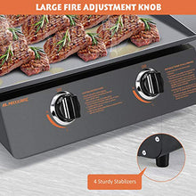 Load image into Gallery viewer, MaxKare Tabletop Gas Grill Griddle - 22 Inch BBQ Propane Portable Grill with 2-Adjustable Burners Grill Pan Cast Iron Smokeless Griddle for Indoor Outdoor Camping