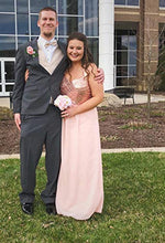 Load image into Gallery viewer, Gralre Women's Rose Gold Bridesmaid Dresses Long Sequined Sweetheart Chiffon Formal Wedding Prom Dress 2 Rosegold/Burgundy