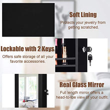 Load image into Gallery viewer, Giantex 15 LEDs Jewelry Cabinet Wall Mounted, Lockable Jewelry Armoire with Full Length Mirror, Cosmetics Tray, Lipstick Brush Holders, Build-in Makeup Mirror, Jewelry Cabinet for Women Girls (Black)