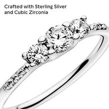 Load image into Gallery viewer, Pandora Jewelry Clear Three-Stone Cubic Zirconia Ring in Sterling Silver, Size 8.5