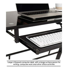 Load image into Gallery viewer, Computer Desk Gaming Desk Home Office Toughened Glass L Shaped Corner Writing Study Keyboard CPU Stand Girl Kids Student PC Modern Executive Table for Small Spaces