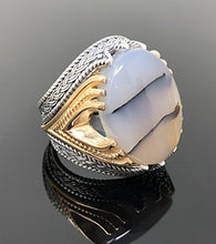 Load image into Gallery viewer, KAR Rare Find 925K Sterling Silver Yemeni Agate(Aqeeq) Men's Ring P5C (11)