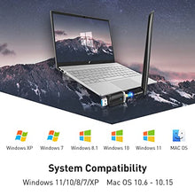 Load image into Gallery viewer, AC 1300M USB WiFi Adapter, 2.4G/5G Wireless WiFi Dongle For Windows 11 / 10/ 8/ 7/ XP Mac 10.7 to 10.15 Support Laptop Desktop PC Gaming
