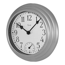 Load image into Gallery viewer, Equity by La Crosse 29007 Outdoor Thermometer & Humdity Wall Clock, 8", Metallic Silver