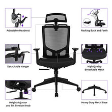 Load image into Gallery viewer, Statesville Ergonomic Mesh Office Chair - High Back Adjustable Backrest Armrest Headrest Computer Desk Chair with Coat Hanger, Black