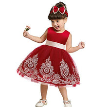 Load image into Gallery viewer, CMMCHAAH Infant Girls Big Bowknot Dresses Baby Little Girls Tulle Lace Wedding Party Ball Gown Dress (Purple+Pink,60)