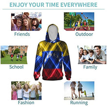 Load image into Gallery viewer, Venezuela Flag5 Print Hoodies Kids 3D Print Sweatshirts Long Sleeve Pullover Hoodies with Pocket for Teen Boys and Girls Black