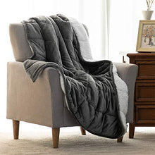 Load image into Gallery viewer, BUZIO Sherpa Fleece Weighted Blanket for Adult, 15 lbs Thick Fuzzy Bed Blanket with Soft Plush Flannel, Dual Sided Cozy Fluffy Blanket, 48 x 72 inches, Grey