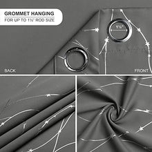 Load image into Gallery viewer, SMILE WEAVER Grey Blackout Curtains for Living Room Silver Wave Line with Star Print Blocking Room Darkening Thermal Insulated Window Drapes for Bedroom/Sliding Glass Door 2 Panels Gray/52Wx84L