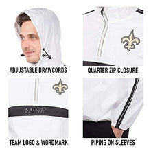 Load image into Gallery viewer, Ultra Game NFL New Orleans Saints Mens Quarter Zip Pullover Hoodie Packable Windbreaker Jacket, White, Small