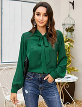 Load image into Gallery viewer, ACEVOG Women Polka Dot Blouse Bow Neck Tie Tops Long Sleeve Casual Button Shirts Black and White 2020 Medium Petite
