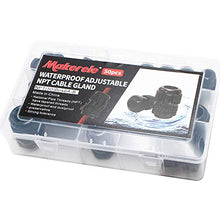 Load image into Gallery viewer, MAKERELE Cord Grip Cable Glands Kit for Electrical Box NPT Waterproof Nylon Strain Relief 1/4” 3/8” 1/2” 3/4” 1” 1-1/4” 50pcs Junction case Connector Black With Gaskets