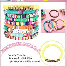 Load image into Gallery viewer, BESTEEL 18 Pcs Surfer Heishi Bracelets for Women Rainbow Vinyl Disc Beaded Stretch Bracelets Multiple Beach Surfer Bracelet Set