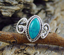Load image into Gallery viewer, WANGYUSHENG Vintage Women's Silver Ring Marquise Cut Bohemia Turquoise Jewelry ,Chic Hand Made Jewelry Ring Wedding Ring Size 6-10 (US size 7)