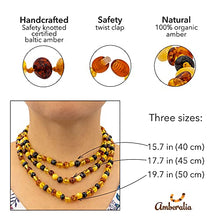 Load image into Gallery viewer, Amberalia Adult Baltic Amber Necklace - Anti Inflammatory - beads size between 6.5 and 7.5mm Lab-tested, Certified Genuine Amber Polish Multicolor - XL (19.7”)