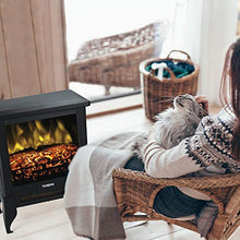 Load image into Gallery viewer, TURBRO Suburbs TS17 Compact Electric Fireplace Stove, Freestanding Stove Heater with Realistic Flame - CSA Certified - Overheating Safety Protection - for Small Spaces - 18" 1400W