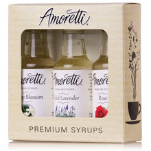 Load image into Gallery viewer, Amoretti Premium Floral Syrups 1.69 Fl Oz (Pack of 3) (Rose, Violet Lavender, Orange Blossom)