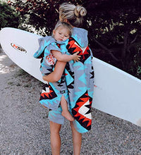 Load image into Gallery viewer, Cor Surf Poncho Changing Towel Robe with Hood and Front Pocket, Made of Quick Dry Microfiber (Medium, Tribal-Tech)