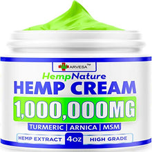Load image into Gallery viewer, Natural Hemp Cream - 1,000,000 - Fast Relief - Muscle, Joint, Foot & Back with Hemp, Arnica, Turmeric | Natural Hemp Oil Extract Gel - Made in USA - 4oz