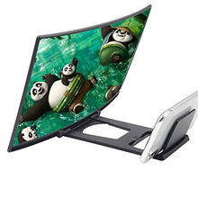 Load image into Gallery viewer, Emoly 12'' 3D Curve Screen Magnifier for Cell Phone, HD Amplifier Projector for Movies, Videos, and Gaming Foldable Phone Stand with Screen Amplifier for iPhone,All Smartphones (Black, 12 inch)
