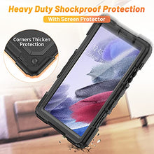 Load image into Gallery viewer, HXCASEAC Samsung Galaxy Tab A7 Lite Case 2021 with Screen Protector Pencil Holder, Heavy Duty Shockproof Cover, 360 Rotating Stand & Hand Strap for Tab A7 Lite 8.7 Inch Case SM-T220/T225/T227, Black