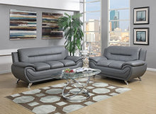Load image into Gallery viewer, GTU Furniture Contemporary PU Leather Sofa & Loveseat Set, 2 Piece Sofa Set (Grey)