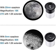 Load image into Gallery viewer, First Telescope for Kids & Beginners, Portable Refractor Telescope 90x Magnification with Tabletop Tripod and Two Eyepieces - Best Gift for Kids to Explore Moon Space, View Wildlife, Watch Night-Sky