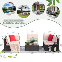 Load image into Gallery viewer, Devoko Patio Furniture Sets 6 Pieces Outdoor Sectional Rattan Sofa Manual Weaving Wicker Patio Conversation Set with Glass Table and Cushion (Beige)