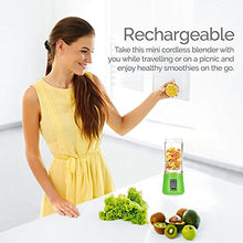 Load image into Gallery viewer, Portable blender Personal 6 Blades Juicer Cup Household Fruit Mixer, With Magnetic Secure Switch, USB Charger Cable 380ML(Green)