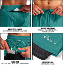 Load image into Gallery viewer, Pudolla Men’s 2 in 1 Running Shorts 7" Quick Dry Gym Athletic Workout Shorts for Men with Phone Pockets(Forest Green XX-Large)