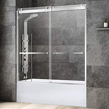 Load image into Gallery viewer, WOODBRIDGE SDD6062-B Frameless Bathtub Shower Doors 56-60" Width x 62" Height with 3/8"(10mm) Clear Tempered Glass, 2 Ways Opening & Double Sliding Nickel Finish, Brushed Nickle