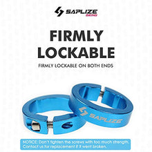 Load image into Gallery viewer, SAPLIZE Bike Handlebar Grips, Ergonomic Design, PR11 (Black, Blue Rings, with Aluminium End Caps)